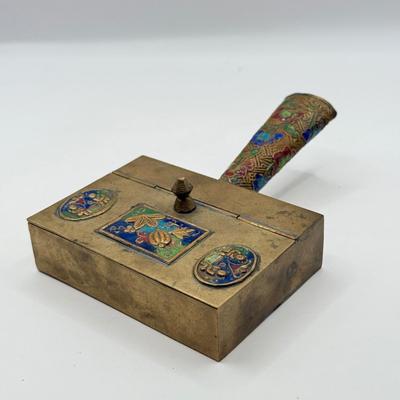 LOT 60D: Large Vintage Brass Ash Tray & Ornate Antique Chinese Ash Trays