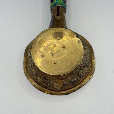 LOT 61D: Antique Chinese Enameled Brass Coal Silk Iron Pan Set