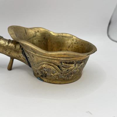 LOT 61D: Antique Chinese Enameled Brass Coal Silk Iron Pan Set