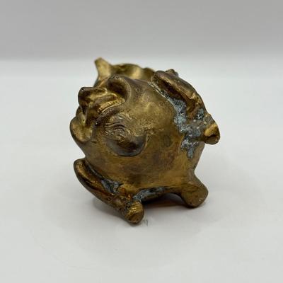 LOT 62D: Antique / Vintage Grotesque Devil Imp Gargoyle Demon Figural Brass Inkwell