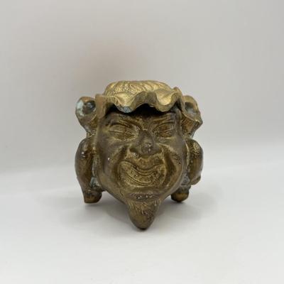 LOT 62D: Antique / Vintage Grotesque Devil Imp Gargoyle Demon Figural Brass Inkwell