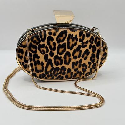 LOT 67D: Chic Badgley Mischka Leopard Print Oval Evening Bag