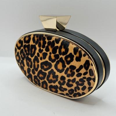 LOT 67D: Chic Badgley Mischka Leopard Print Oval Evening Bag
