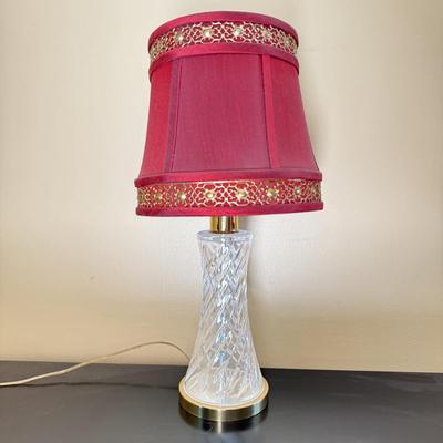LOT 70F: Waterford Crystal Table Lamp w/ Red Shade