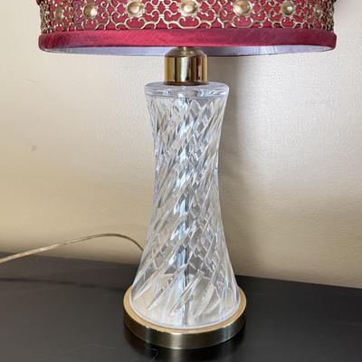LOT 70F: Waterford Crystal Table Lamp w/ Red Shade