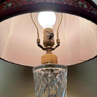 LOT 70F: Waterford Crystal Table Lamp w/ Red Shade