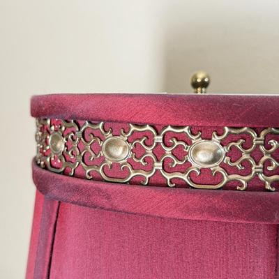 LOT 70F: Waterford Crystal Table Lamp w/ Red Shade