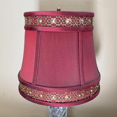 LOT 70F: Waterford Crystal Table Lamp w/ Red Shade