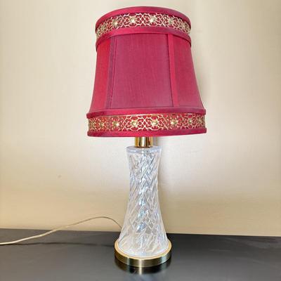 LOT 70F: Waterford Crystal Table Lamp w/ Red Shade