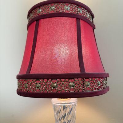 LOT 70F: Waterford Crystal Table Lamp w/ Red Shade