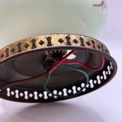 LOT 75K: Vintage Hand Painted 14” Electric Hurricane Lamp