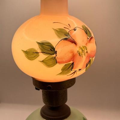LOT 75K: Vintage Hand Painted 14” Electric Hurricane Lamp