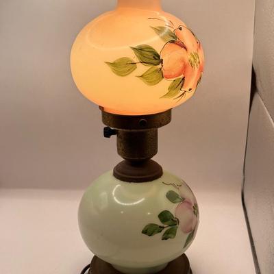 LOT 75K: Vintage Hand Painted 14” Electric Hurricane Lamp