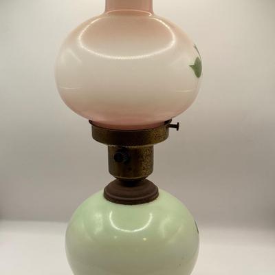 LOT 75K: Vintage Hand Painted 14” Electric Hurricane Lamp