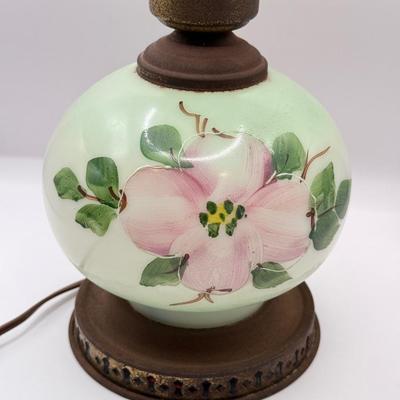 LOT 75K: Vintage Hand Painted 14” Electric Hurricane Lamp