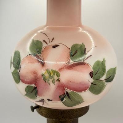 LOT 75K: Vintage Hand Painted 14” Electric Hurricane Lamp