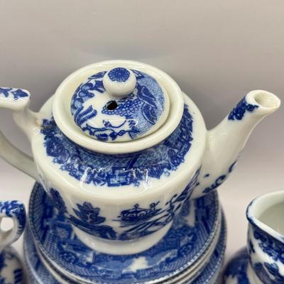 LOT 76K: Vintage Transor Ware Japan Mini Blue & White Tea Set