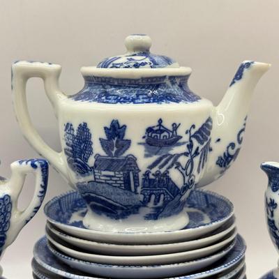 LOT 76K: Vintage Transor Ware Japan Mini Blue & White Tea Set