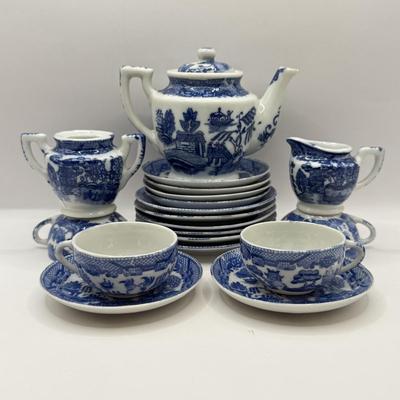 LOT 76K: Vintage Transor Ware Japan Mini Blue & White Tea Set
