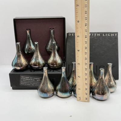 LOT 80K: Dansk Silverplate Onion Taperholders - 2 sets in box & 10 loose