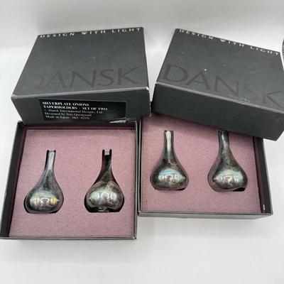 LOT 80K: Dansk Silverplate Onion Taperholders - 2 sets in box & 10 loose