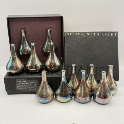LOT 80K: Dansk Silverplate Onion Taperholders - 2 sets in box & 10 loose