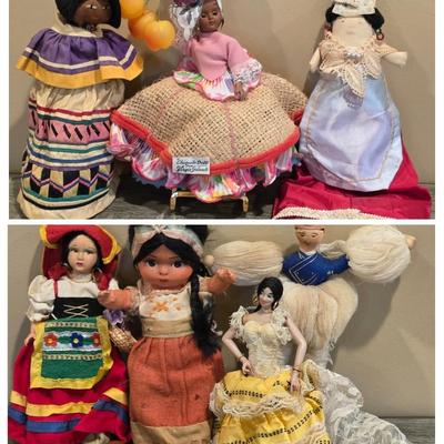 LOT 81K: Vintage Dolls Including Hand Sewn Native American, The Virgin Islands, Spain, Mexico & More From Around The World