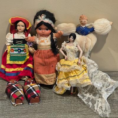 LOT 81K: Vintage Dolls Including Hand Sewn Native American, The Virgin Islands, Spain, Mexico & More From Around The World
