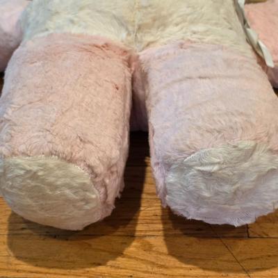 LOT 82: 2 Vintage Celluloid Face Dolls W/Cloth Bodies, One In A Bunny Suit & The Other In Stripes W/A Red Pull Down Hood