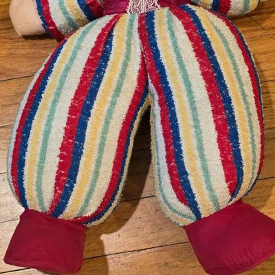 LOT 82: 2 Vintage Celluloid Face Dolls W/Cloth Bodies, One In A Bunny Suit & The Other In Stripes W/A Red Pull Down Hood