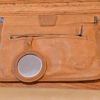 LOT 83K: Vintage Made In Italy Half Moon Crossbody Bag W/Double Sided Inner Pocket Mirror & Mundi Wallet Clutch W/Mirror
