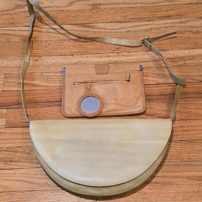 LOT 83K: Vintage Made In Italy Half Moon Crossbody Bag W/Double Sided Inner Pocket Mirror & Mundi Wallet Clutch W/Mirror