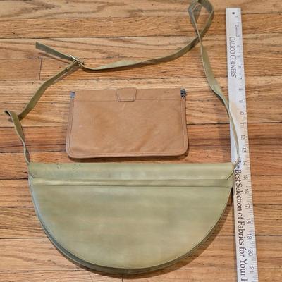 LOT 83K: Vintage Made In Italy Half Moon Crossbody Bag W/Double Sided Inner Pocket Mirror & Mundi Wallet Clutch W/Mirror