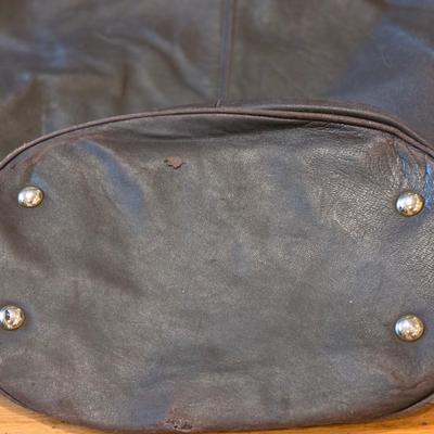 LOT 84K: Vintage Large Leather Brown Shoulder Purse & Lisa Leonard Leather Clutch/Wallet