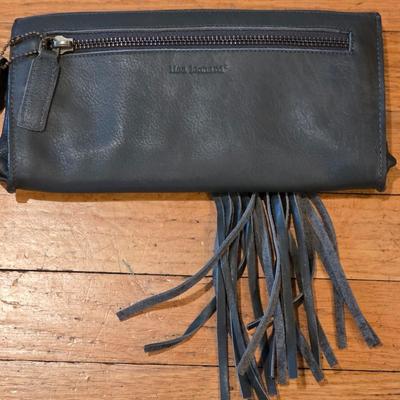 LOT 84K: Vintage Large Leather Brown Shoulder Purse & Lisa Leonard Leather Clutch/Wallet