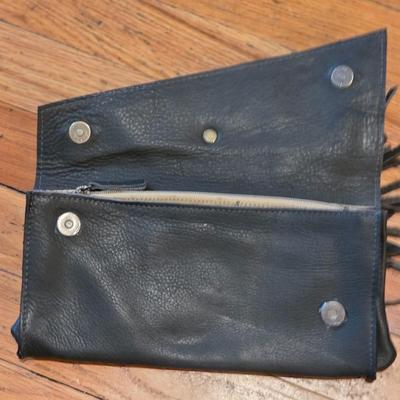 LOT 84K: Vintage Large Leather Brown Shoulder Purse & Lisa Leonard Leather Clutch/Wallet