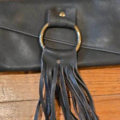 LOT 84K: Vintage Large Leather Brown Shoulder Purse & Lisa Leonard Leather Clutch/Wallet