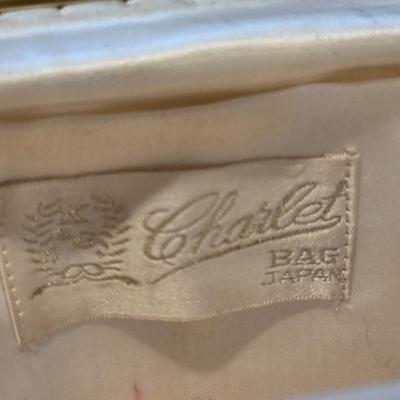 LOT 85K: Vintage 1980's Brass Metal/Crystals Leather Metallic Purse & Beaded Charlet Bag Made In Japan