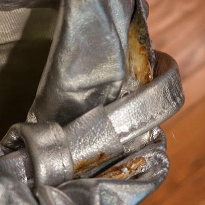 LOT 85K: Vintage 1980's Brass Metal/Crystals Leather Metallic Purse & Beaded Charlet Bag Made In Japan