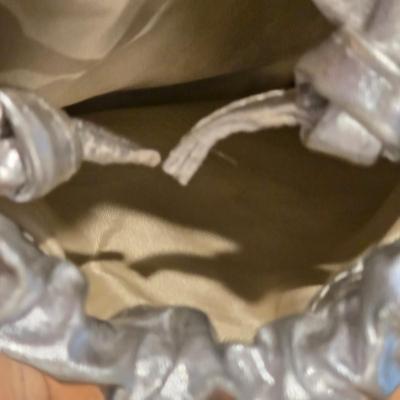 LOT 85K: Vintage 1980's Brass Metal/Crystals Leather Metallic Purse & Beaded Charlet Bag Made In Japan