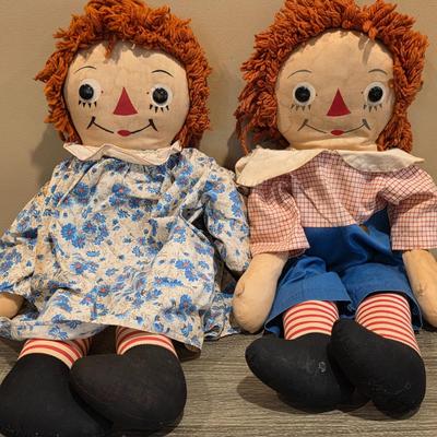 LOT 86K: Vintage Raggedy Ann & Andy Ragdolls & 1980's Coleco Cabbage Patch Kid Doll "Mannie Willie: