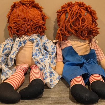 LOT 86K: Vintage Raggedy Ann & Andy Ragdolls & 1980's Coleco Cabbage Patch Kid Doll "Mannie Willie: