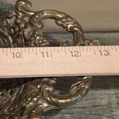 LOT 87K: Vintage Ornate Brass Bowl W/2 Handles & 2 Brass Candlestick Holders