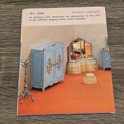 LOT 90K: Vintage Italian "Serie Milady" Doll Bedroom Furniture, Canopy Top Bed, Nightstand W/Lamp, Coat Rack, Dresser W/Mirror,...