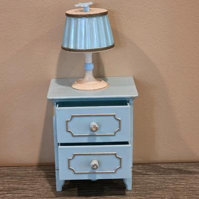 LOT 90K: Vintage Italian "Serie Milady" Doll Bedroom Furniture, Canopy Top Bed, Nightstand W/Lamp, Coat Rack, Dresser W/Mirror,...