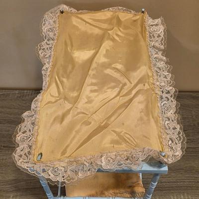 LOT 90K: Vintage Italian "Serie Milady" Doll Bedroom Furniture, Canopy Top Bed, Nightstand W/Lamp, Coat Rack, Dresser W/Mirror,...