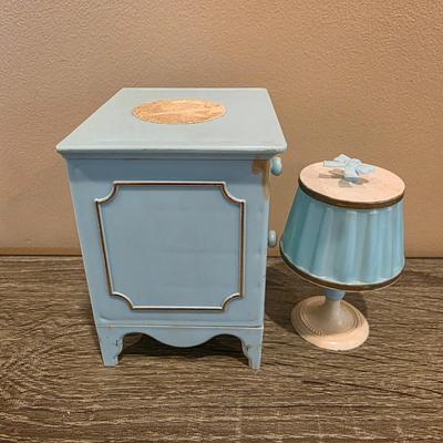 LOT 90K: Vintage Italian "Serie Milady" Doll Bedroom Furniture, Canopy Top Bed, Nightstand W/Lamp, Coat Rack, Dresser W/Mirror,...