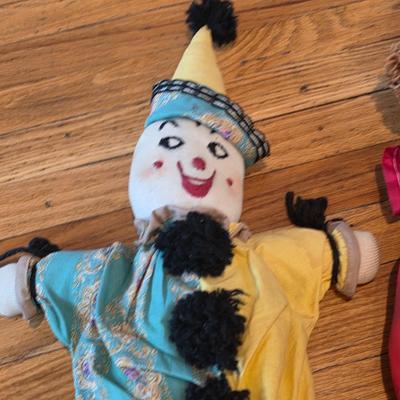 LOT 91K: 2 Vintage Clown Rag Dolls & 1 Vintage Soft Body Clown Doll "Blossom" Made by Robin Woods, Handmade