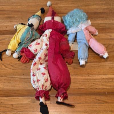 LOT 91K: 2 Vintage Clown Rag Dolls & 1 Vintage Soft Body Clown Doll "Blossom" Made by Robin Woods, Handmade