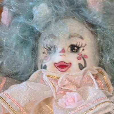 LOT 91K: 2 Vintage Clown Rag Dolls & 1 Vintage Soft Body Clown Doll "Blossom" Made by Robin Woods, Handmade